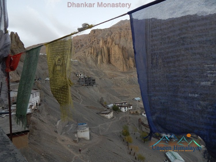 Beautiful view of Dhankar Monastery in the district of Spiti in Himachal Pradesh India
